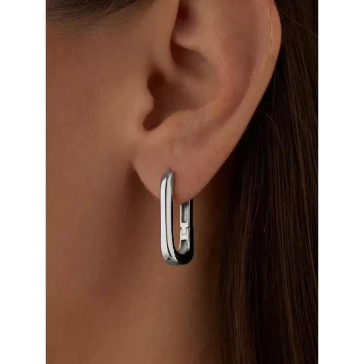 Серьги Скобы в серебре Meduza Crystal