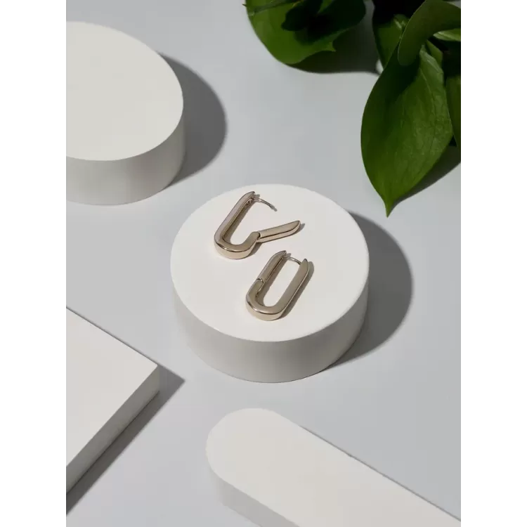 Серьги Скобы в серебре Meduza Crystal