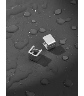 Серьги двухсторонние серебристые кубы 