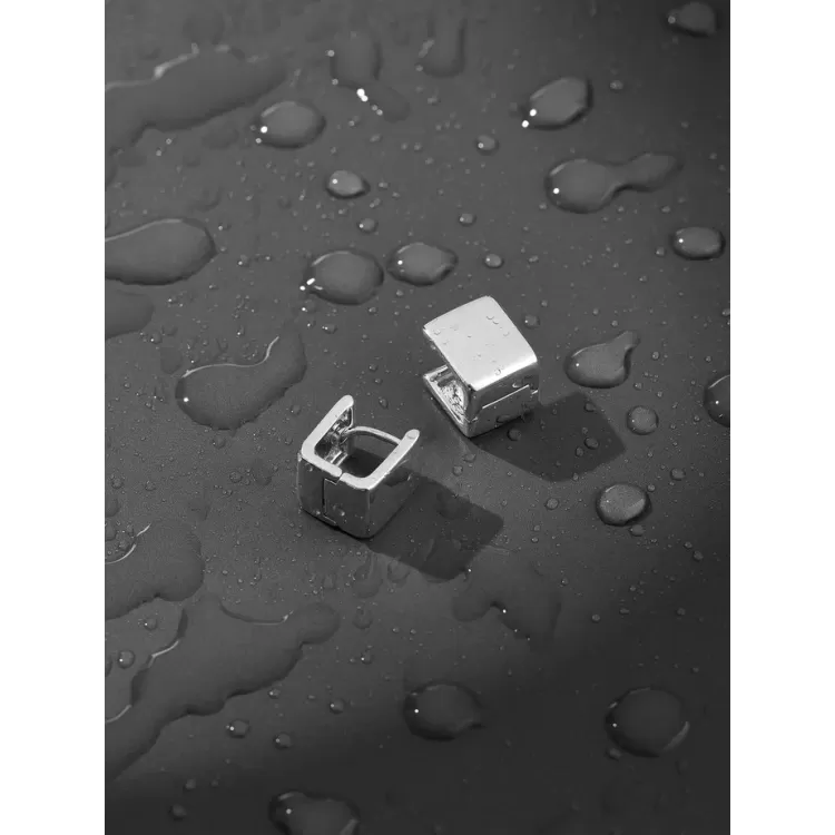 Серьги двухсторонние серебристые кубы Meduza Crystal