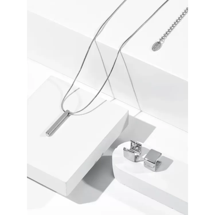 Серьги двухсторонние серебристые кубы Meduza Crystal