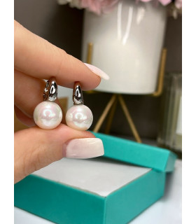 Серьги с жемчугом Майорка в белом золоте