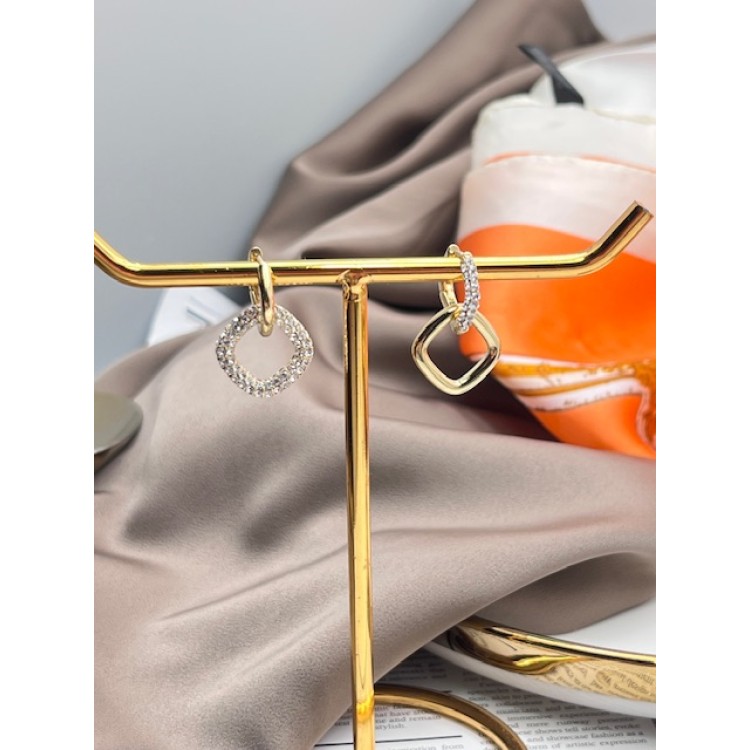 Серьги золотистые «Рабо» с цирконом