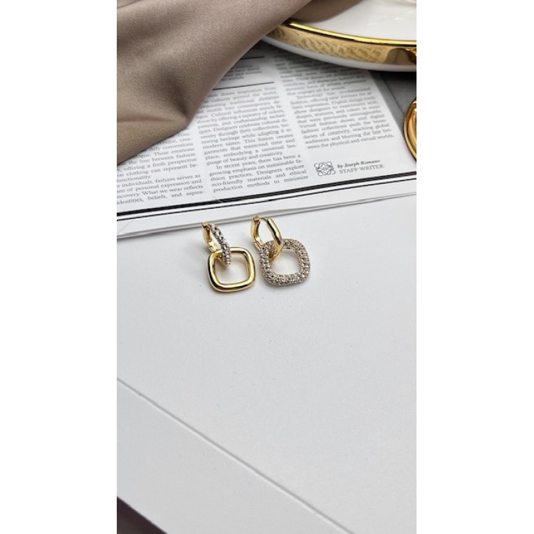 Серьги золотистые «Рабо» с цирконом