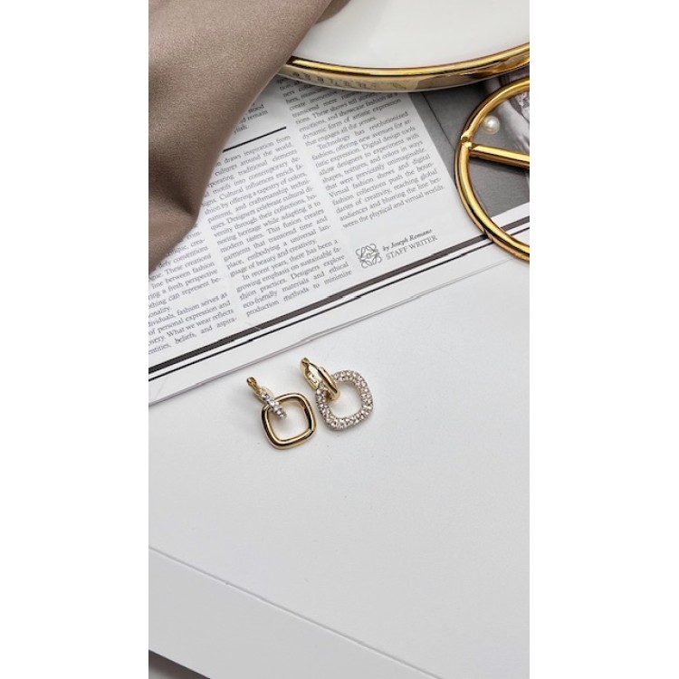 Серьги золотистые «Рабо» с цирконом