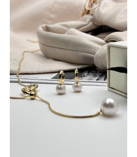 Серьги с речным жемчугом в золоте (маленькие)
