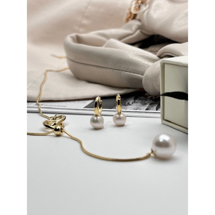Серьги с речным жемчугом в золоте (маленькие) Meduza Crystal