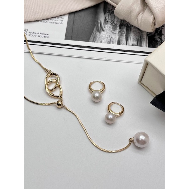 Серьги с речным жемчугом в золоте (маленькие) Meduza Crystal