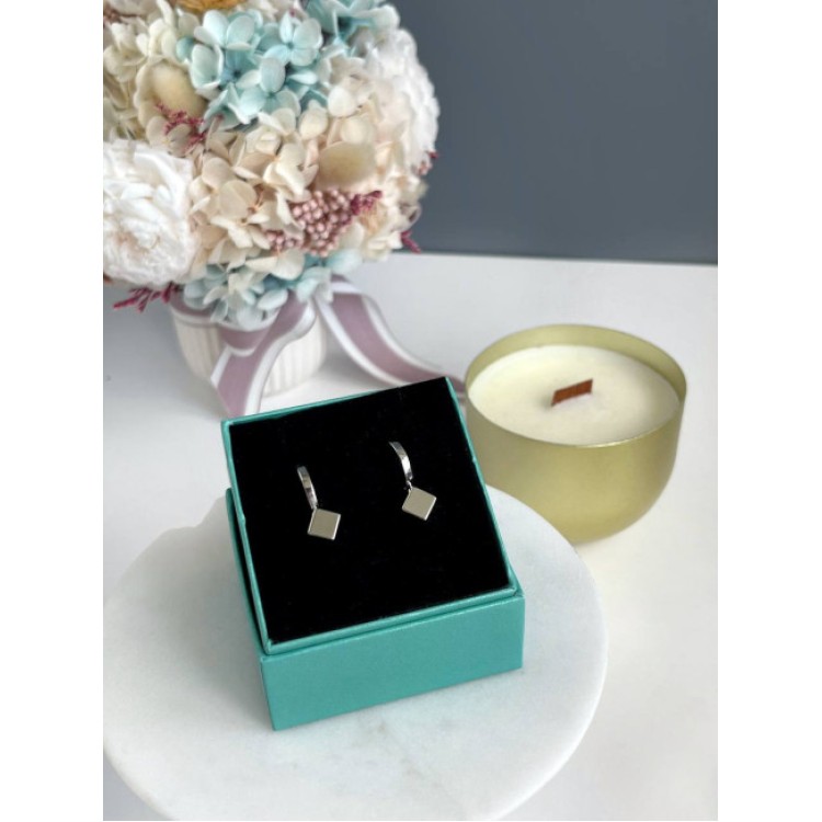 Серьги Кубы на колечках в серебре Meduza Crystal