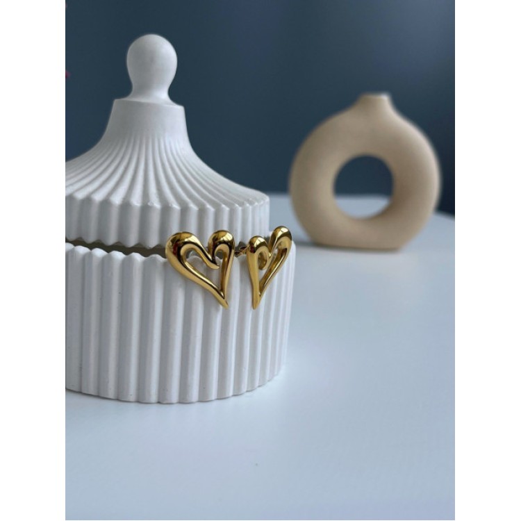 Серьги Сердечки золото Meduza Crystal