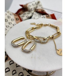 Серьги Скобы с цирконом в золоте