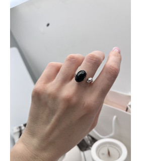 Кольцо с черным агатом 