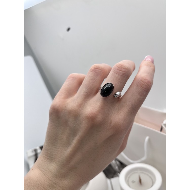 Кольцо с черным агатом Meduza Crystal