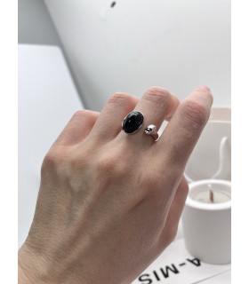 Кольцо с черным агатом 