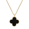 Подвеска на цепочке Клевер черный ( золото)