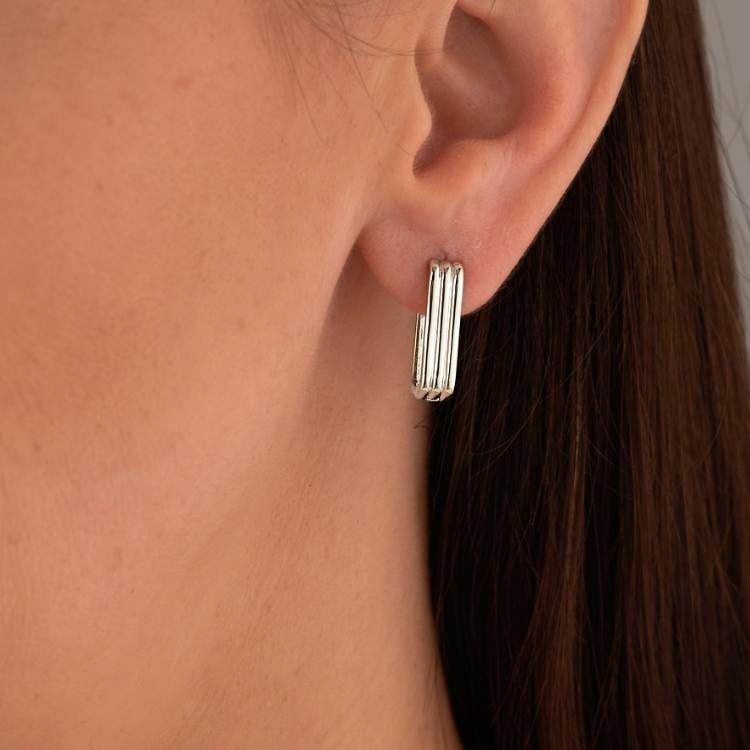 Серьги скобы тройные в кофейном цвете Meduza Crystal