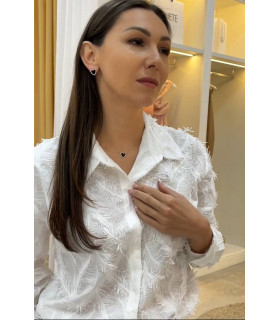 Серьги Сердечки пусеты в белом золоте