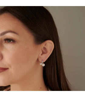 Серьги Двойная нежность серебристые