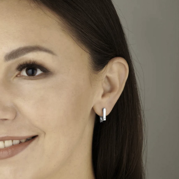 Серьги квадрат с вставкой перламутр Meduza Crystal