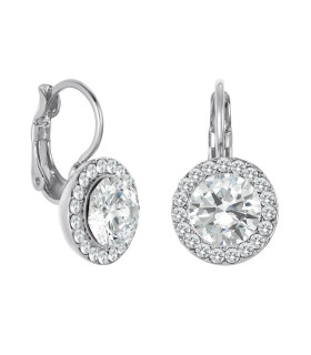 Серьги с цирконом в белом золоте