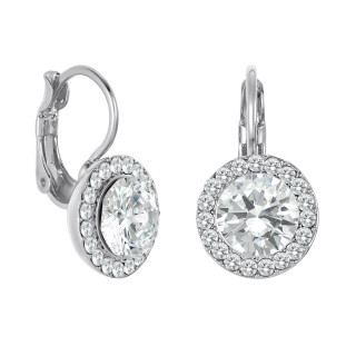 Серьги с цирконом в белом золоте