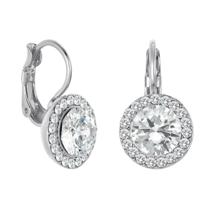 Серьги с цирконом в белом золоте Meduza Crystal