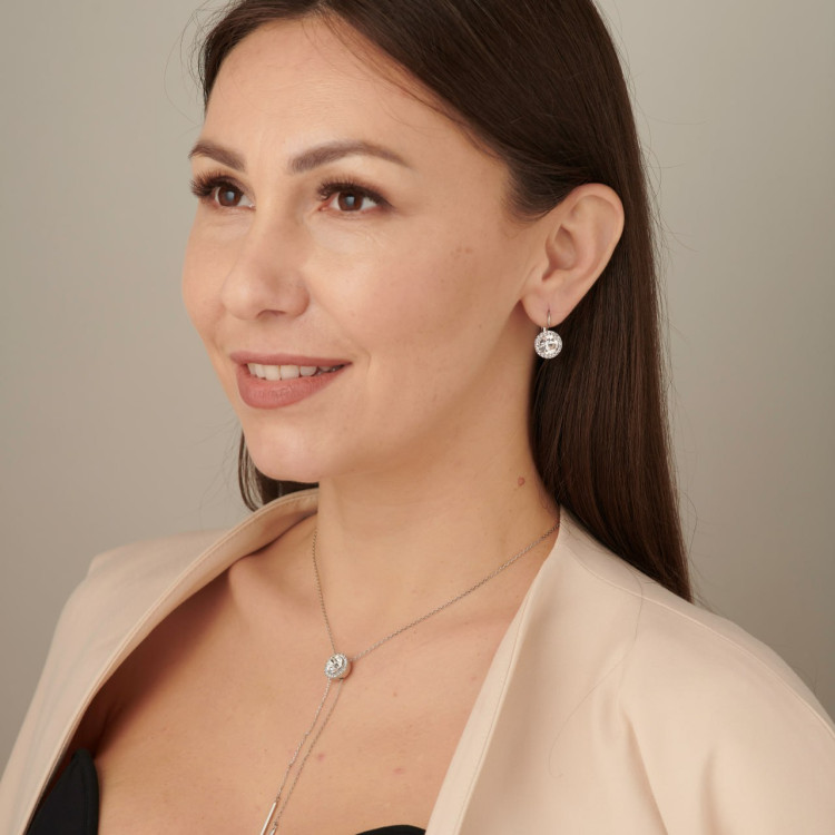 Серьги с цирконом в белом золоте Meduza Crystal