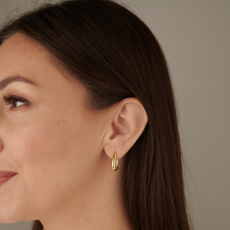 Серьги скобы капли в золоте Meduza Crystal