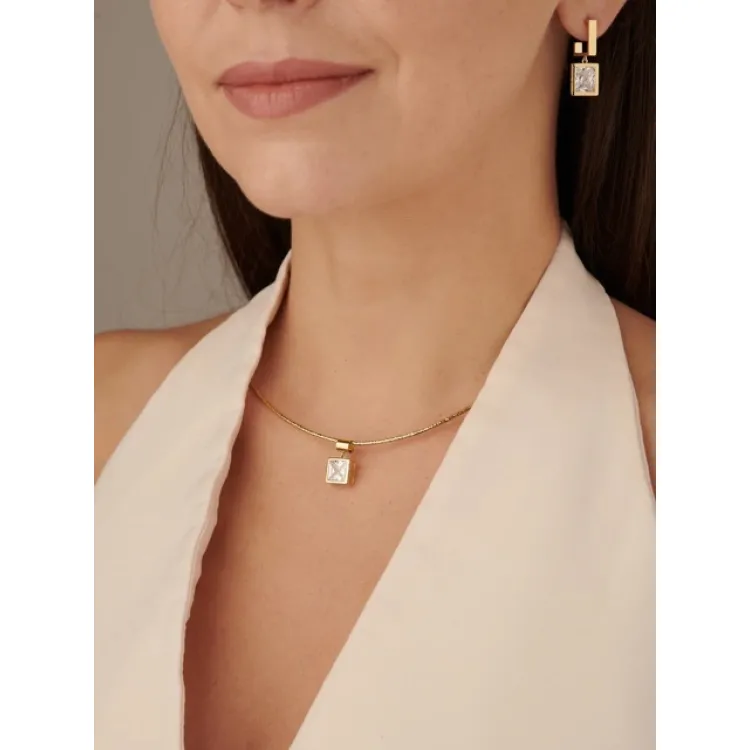 Подвеска с белым цирконом в золоте Meduza Crystal