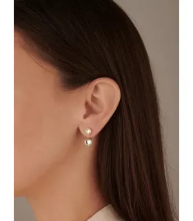 Серьги джекеты с камнем в золоте