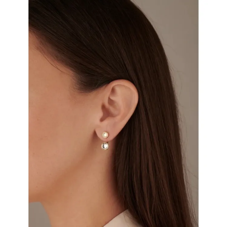 Серьги джекеты с камнем в золоте Meduza Crystal