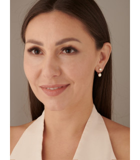 Серьги джекеты с камнем в золоте