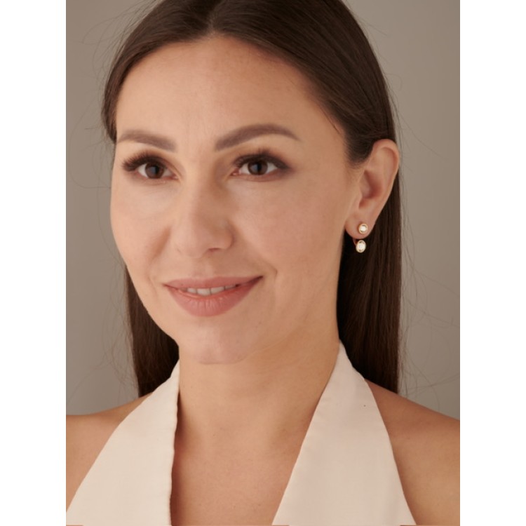 Серьги джекеты с камнем в золоте Meduza Crystal