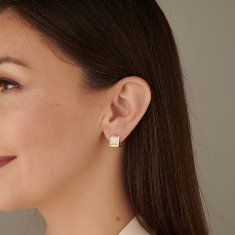 Серьги кубы кошачий глаз в золоте Meduza Crystal