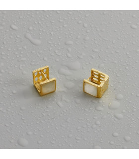 Серьги кубы кошачий глаз в золоте