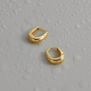 Серьги скобы капли в золоте