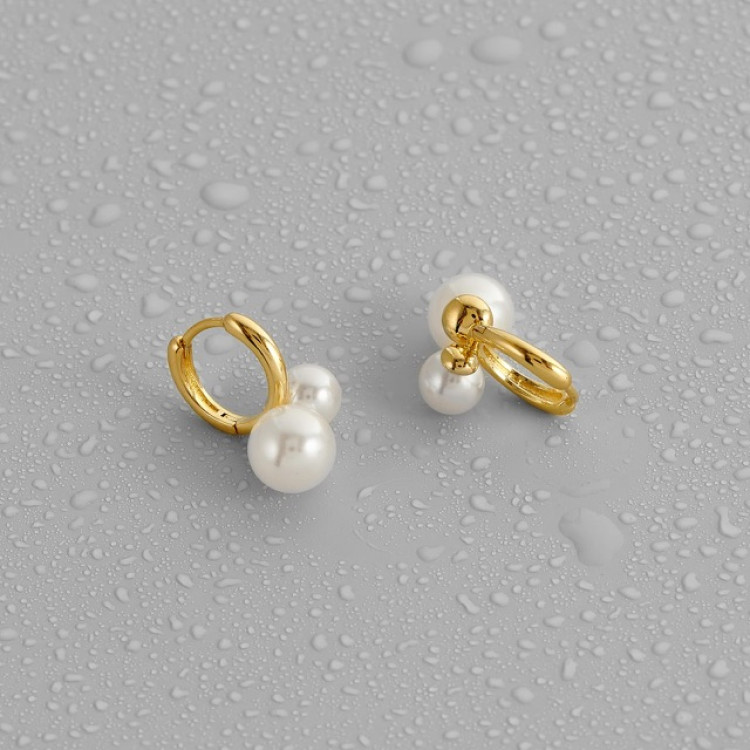 Серьги Двойная нежность в золоте