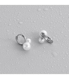 Серьги Двойная нежность серебристые