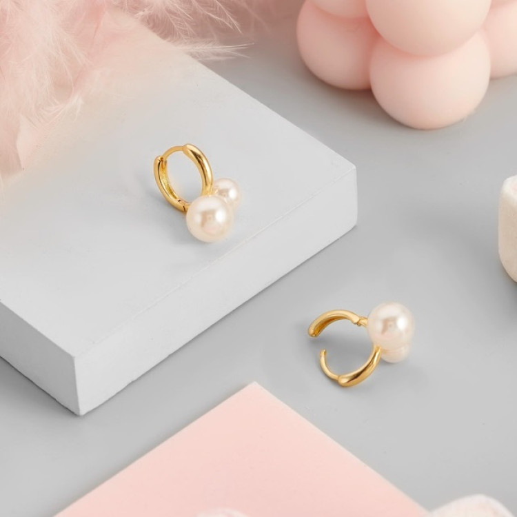 Серьги Двойная нежность в золоте