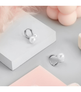 Серьги Двойная нежность серебристые