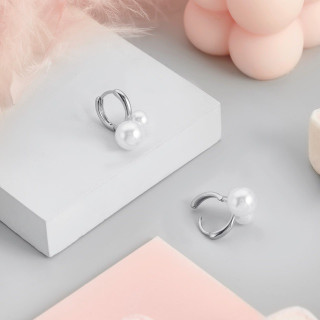 Серьги Двойная нежность серебристые