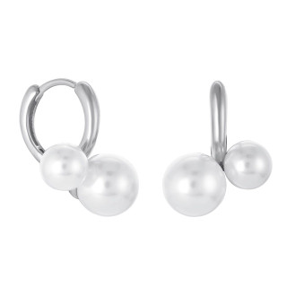 Серьги Двойная нежность серебристые