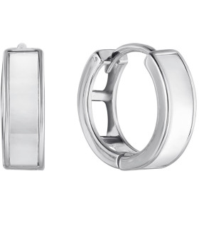 Серьги колечки с перламутром серебристые