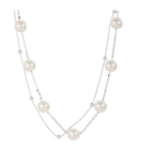 Браслет двойной с жемчугом Майорка серебристый