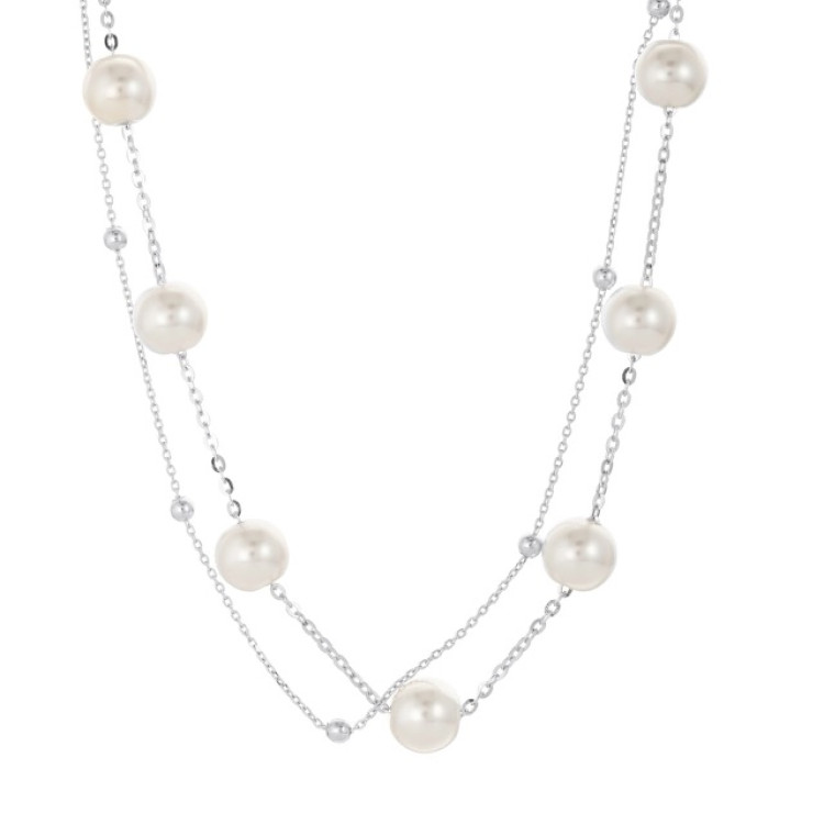 Браслет двойной с жемчугом Майорка серебристый Meduza Crystal