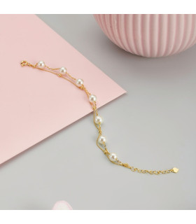 Браслет двойной с жемчугом Майорка в золоте