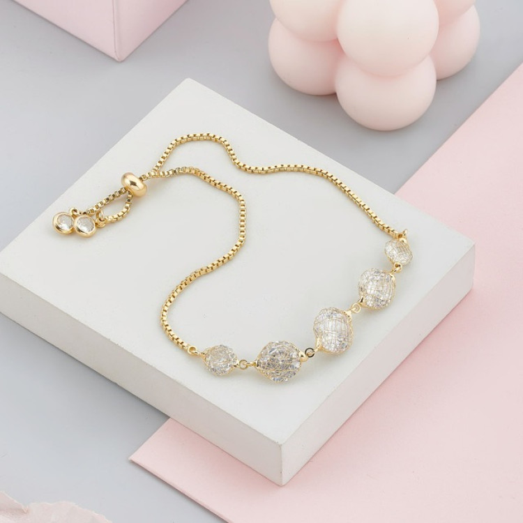 Браслет паутинка в золоте Meduza Crystal