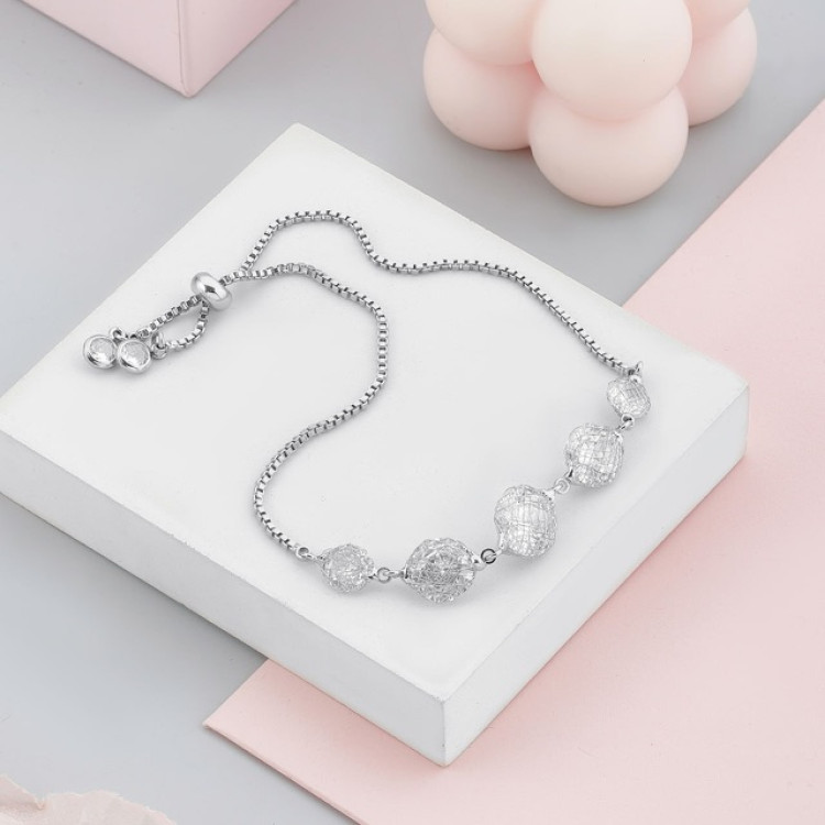 Браслет паутинка серебристый Meduza Crystal