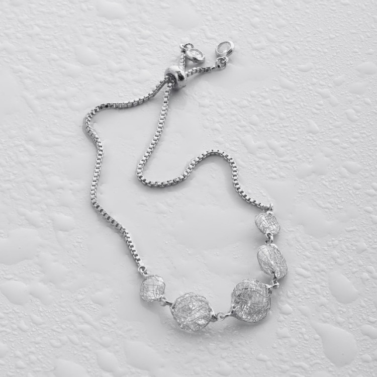 Браслет паутинка серебристый Meduza Crystal