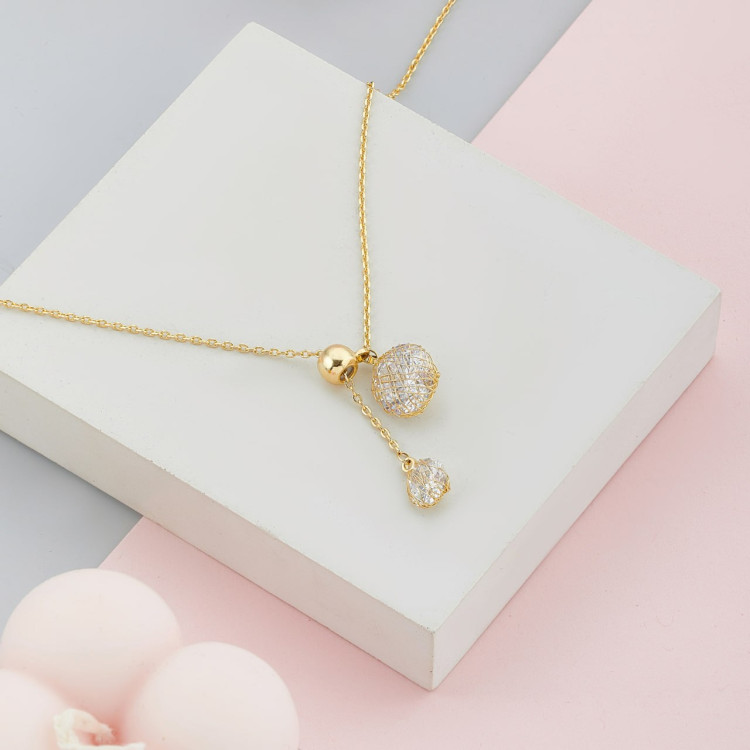 Колье паутинка в золоте Meduza Crystal